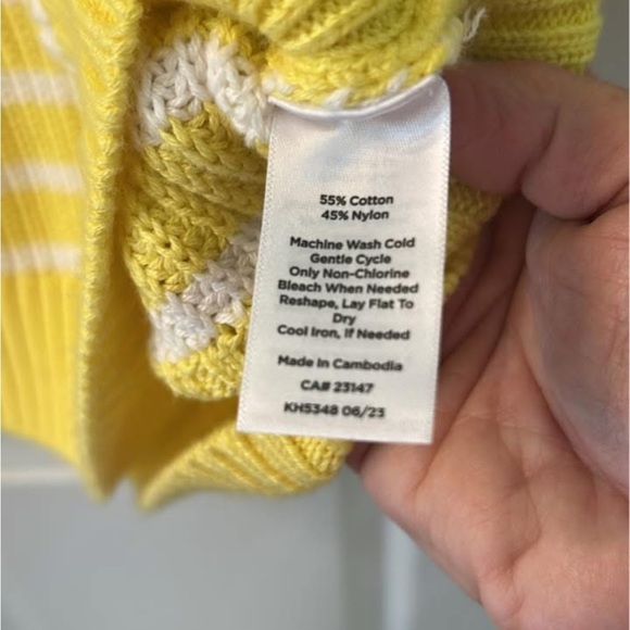 NWT Talbots Yellow Striped Women's SZ PM Sweater Vest Top Summer 2025 - Picture 4 of 4